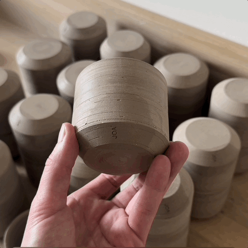 Set of two speckled cups